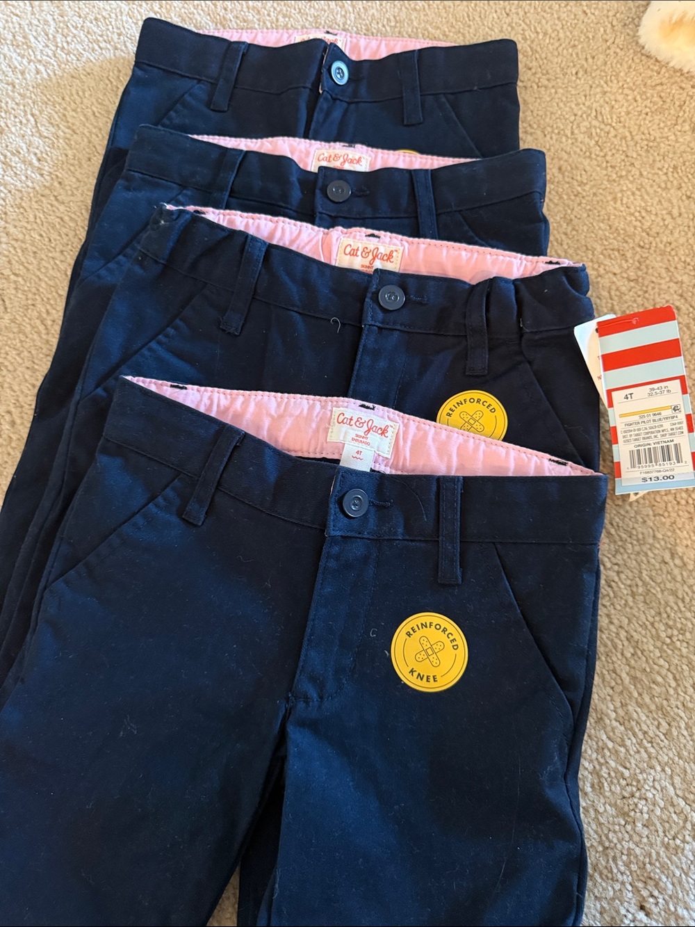 Cat & Jack Navy Pants with Pink Waistband